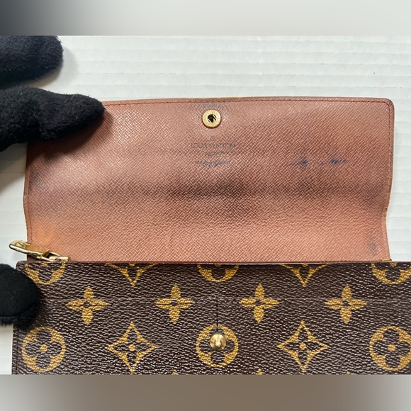 AUTH Louis Vuitton Monogram Browns Portefeuille Sarah Long Wallet